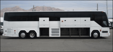 58 Passenger Charter Bus Exterior Rear Angle